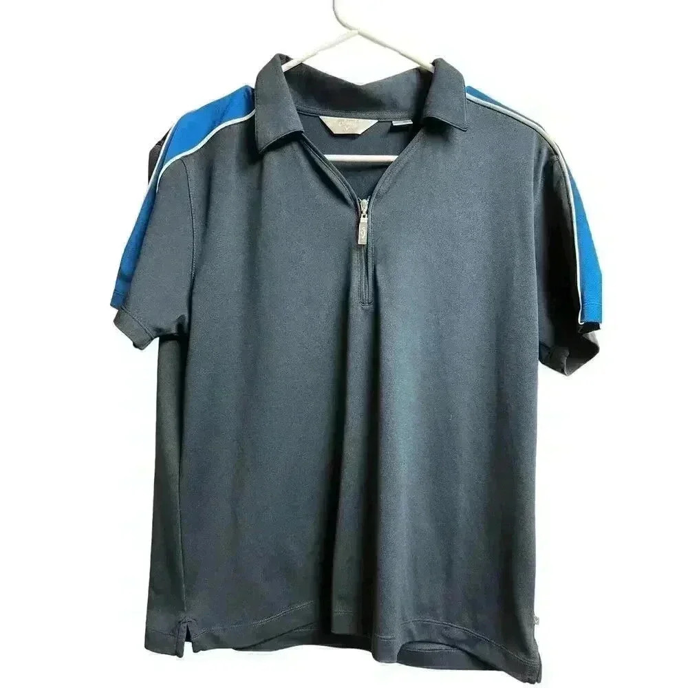 Callaway Women's Golf Tennis Polo Top Stretch 3/4 Zip Navy Blue Large